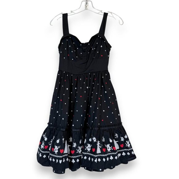 Disney Hot Topic Alice In Wonderland Dress Queen Retro Black Pinup XS - Picture 2 of 10